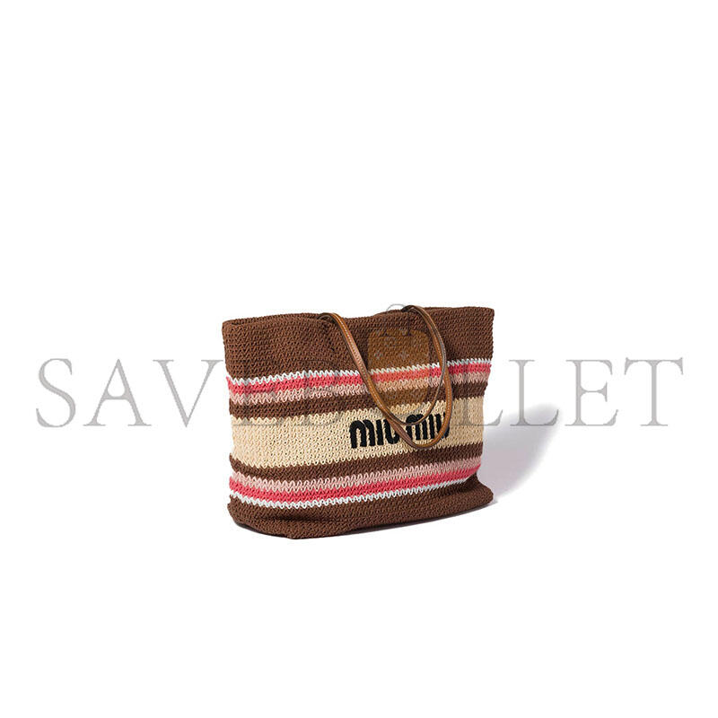 MIU MIU RAFFIA-EFFECT WOVEN TOTE BAG 5BG228 (40*34*16cm)